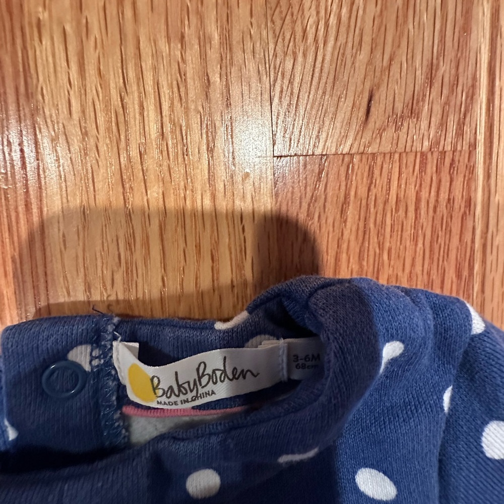 BabyBaby Boden Blue Polka Dot top. Worn once.